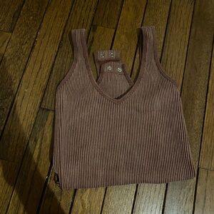 Brown Ribbed Women's Top